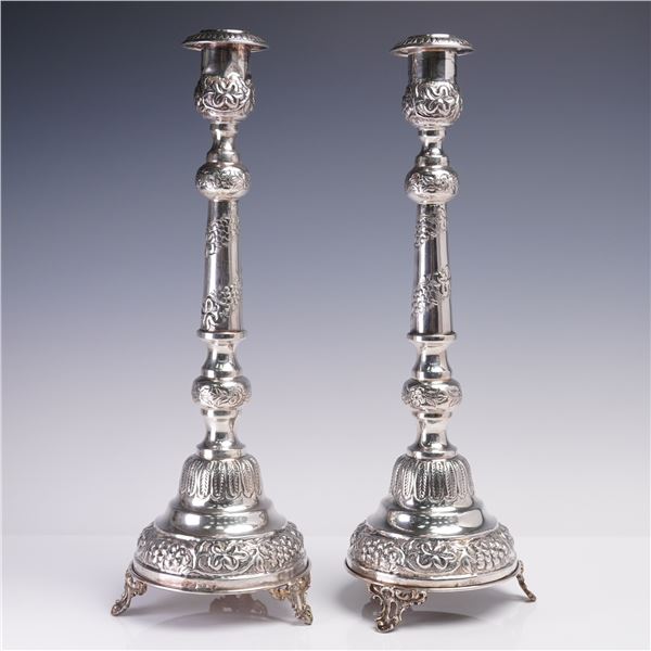 Pair of Continental Silver Table Candlesticks