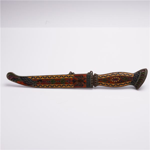 Russian Cloisonne Letter Opener with Double-Headed Eagle and Scab