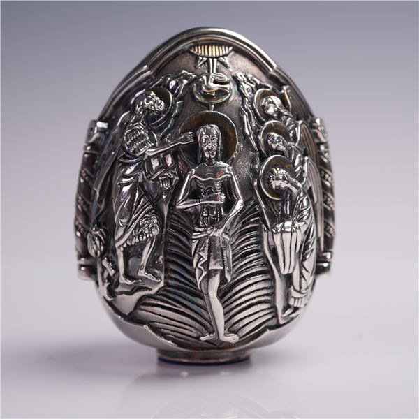 Solid Silver Greek Religious Egg