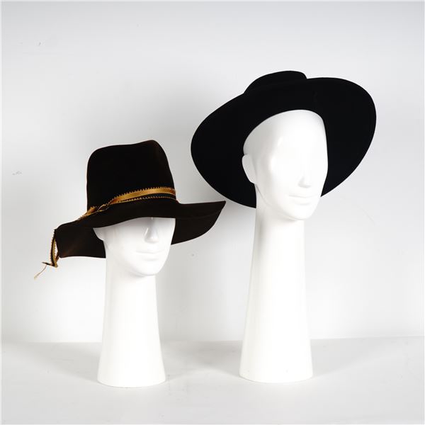 2pc Women's Wool Hats, Black & Brown - Size Small