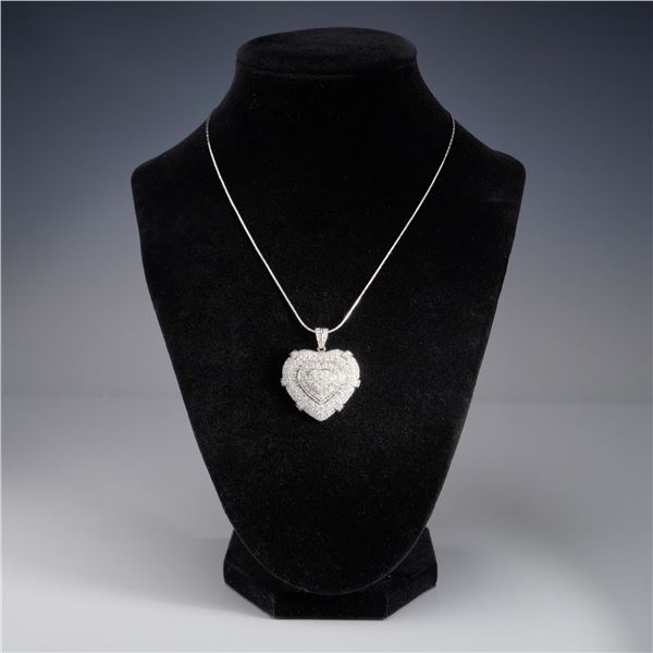 Diamond Heart Pendant Necklace, 14K Pendant on 18K Chain