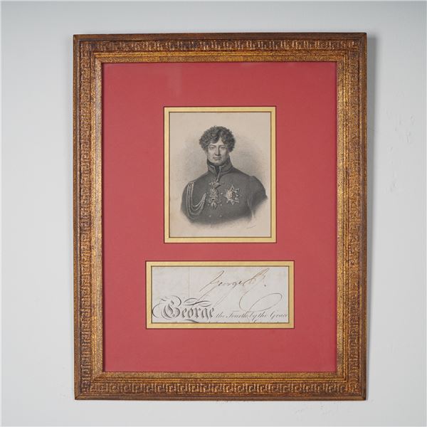 Engraved Portrait & Signed Document of King George IV of the United Kingdom