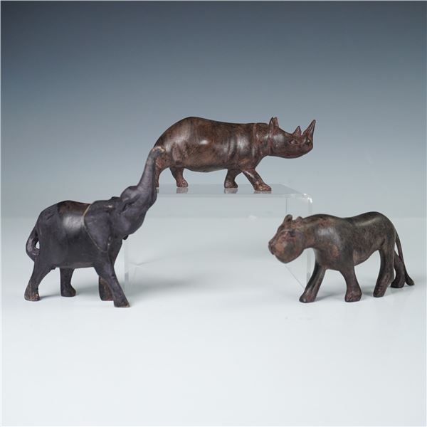 3pc Hand-Carved Wooden Animal Figurines