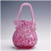 Image 1 : Hand-Blown Art Glass Vase in Pink Confetti with Applied Handle