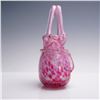 Image 2 : Hand-Blown Art Glass Vase in Pink Confetti with Applied Handle