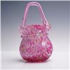 Image 3 : Hand-Blown Art Glass Vase in Pink Confetti with Applied Handle