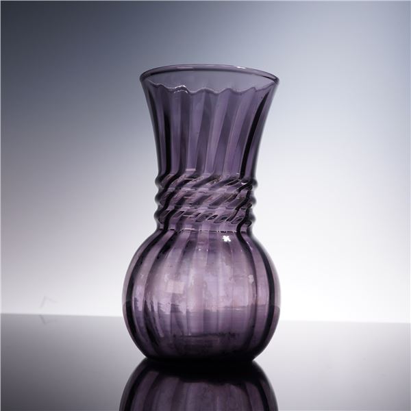 Plum Swirl Optic Blown Glass Vase