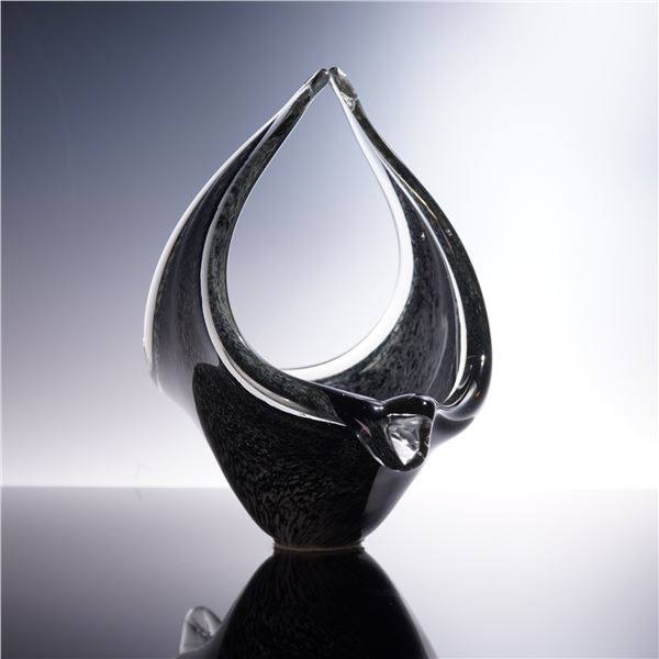 Murano Sculptural Art Glass Teardrop Centerpiece Bowl
