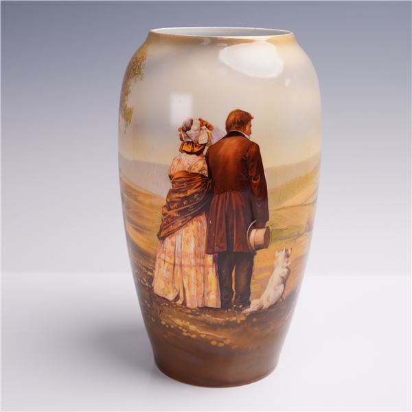Antique RS Prussia Suhl Porcelain Vase, Romantic Landscape