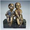 Image 1 : D.H. Chiparus (Attrib) Bronze Sculpture of Laughing Children on Marble Base