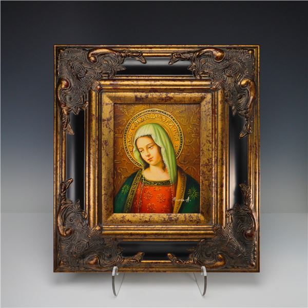 Hand-Painted Oil on Canvas - Madonna Portrait, Signed