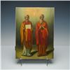 Image 1 : 19th Century Russian Orthodox Icon - Saints Cyril and Methodius