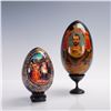 Image 1 : 4pc Russian Hand-Painted Eggs, Nativity & Czar, with Stands
