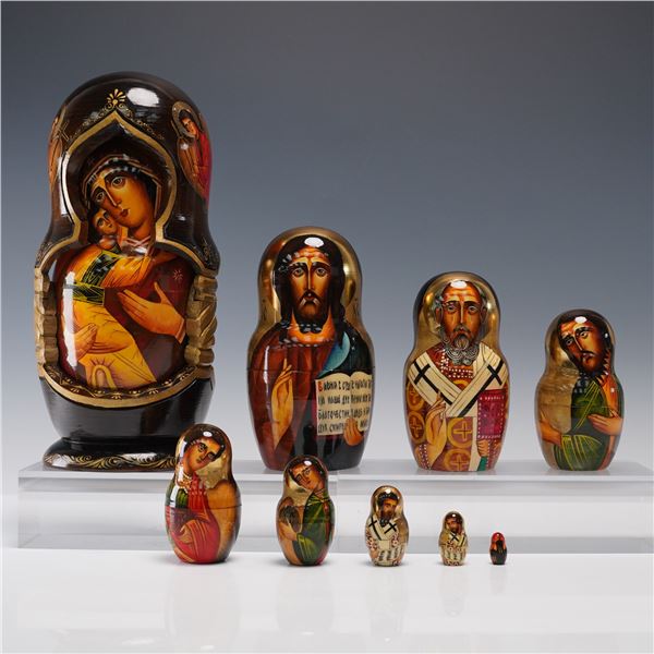 9pc Russian Religious Matryoshka Nesting Doll Set from Sergiev Posad