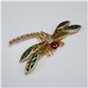 Image 1 : Landau Gold Tone Dragonfly Brooch with Enamel and Rhinestones