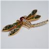 Image 2 : Landau Gold Tone Dragonfly Brooch with Enamel and Rhinestones