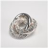 Image 1 : Silver Tone Interlocking Loop Rhinestone Brooch