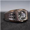 Image 1 : Men's Gold-Plated Ring with Round Simulated Diamond