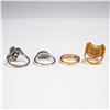 Image 2 : 4pc 18K Gold Plated Cocktail Ring Lot Mixed Styles
