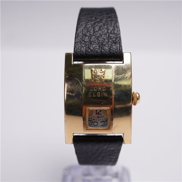 1950s Lord Elgin Direct-Read Jump Hour Wristwatch in 14K Gold-Filled Case
