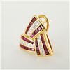 Image 3 : Pair of 14k Yellow Gold Clip-On Earrings with Rubies and Diamonds