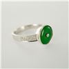 Image 4 : 2pc 14K White Gold Jadeite/Diamond Ring and Earrings Set