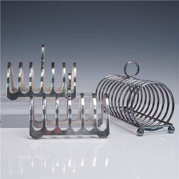 Lot of 3 Silver Plate Toast Racks, 2 Sheffield & 1 Unmarked