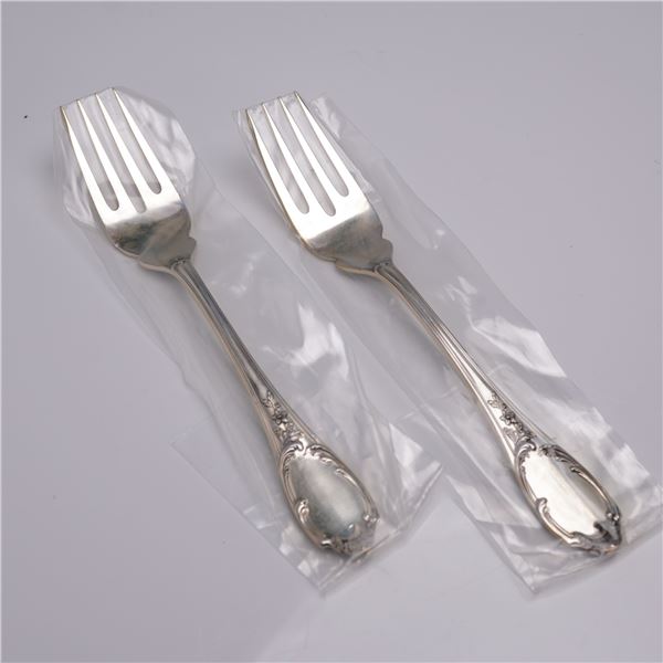 2pc Buccellati Sterling Silver Fish/Salad Forks, Monte Mario Pattern