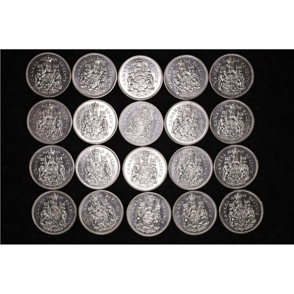 20-1968 CANADA UNC 50 CENT COINS