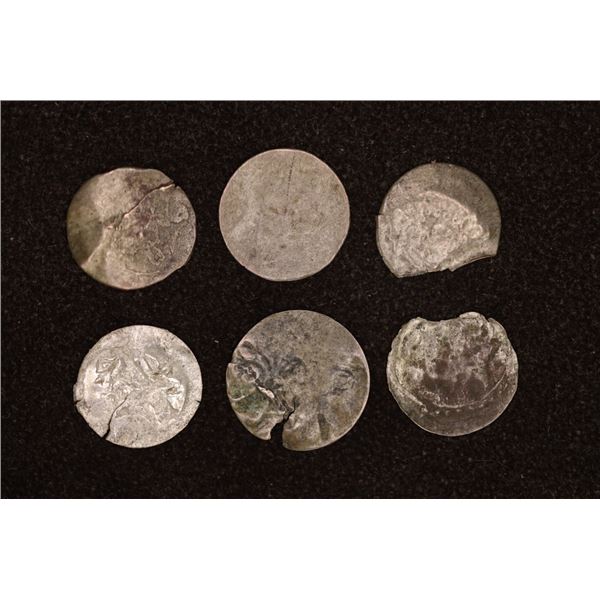 6 SILVER DIME SIZED OTTOMAN EMPIRE PARA COINS: