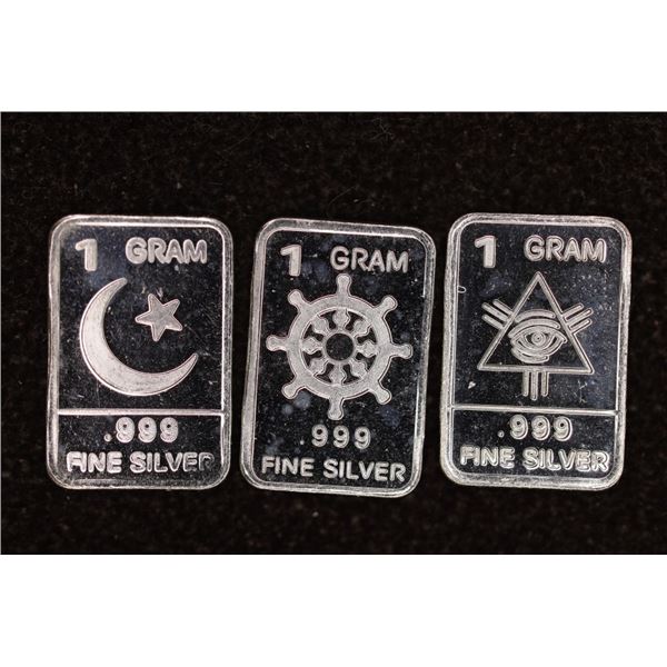 3-1 GRAM .999 FINE SILVER PROOF INGOTS: SHIP WHEEL