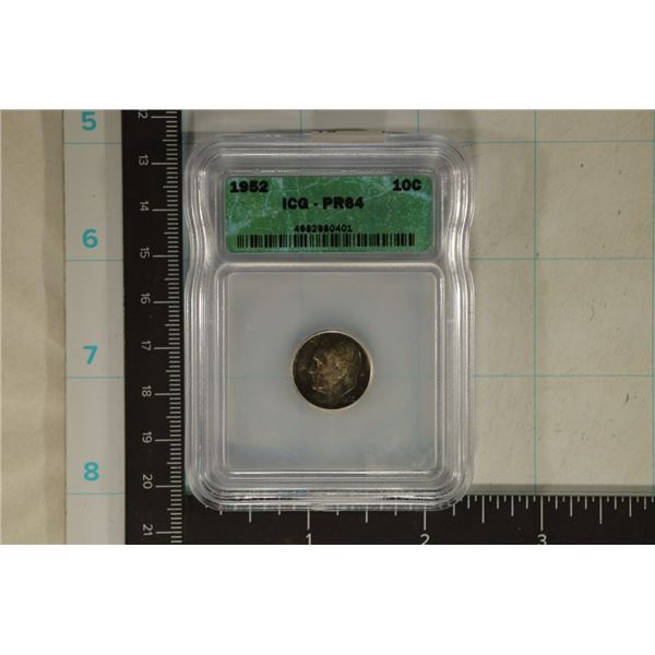 1952 SILVER ROOSEVELT DIME ICG PR64 TONED