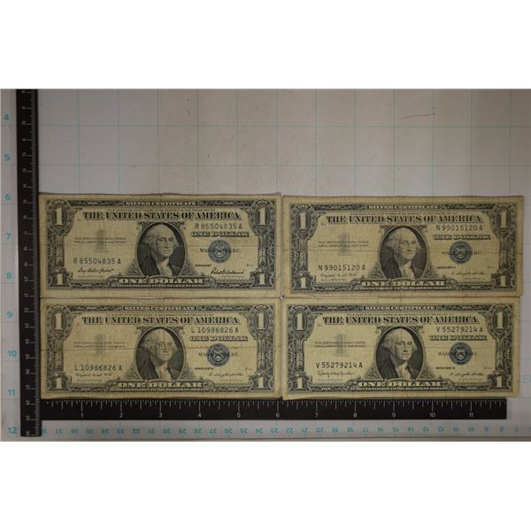 1957, 2-1957-A & 1957-B US $1 SILVER CERT BLUE