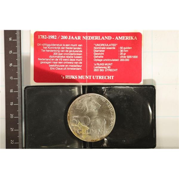 1982 NEDERLANDS-AMERIKA STERLING UNC 50 GULDEN
