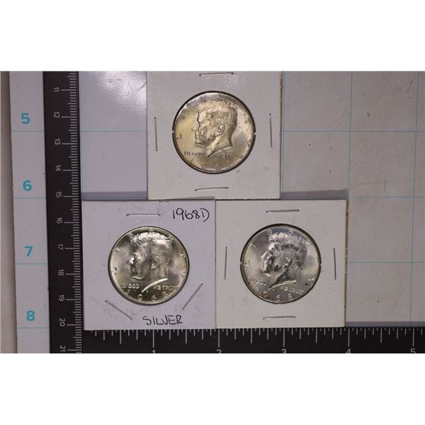 1967 & 2-1968-D JFK 40% SILVER UNC HALF DOLLARS