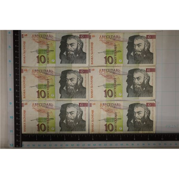 6-1992 SLOVENIFE 10 TOLARJEV BILLS