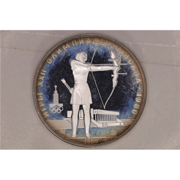 1980 RUSSIA SILVER 5 RUBLES PROOF OLYMPIC COIN