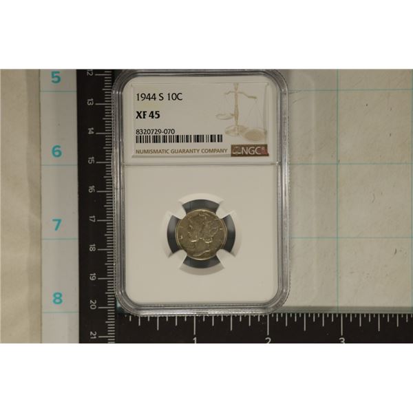 1944-S SILVER MERCURY DIME NGC XF45