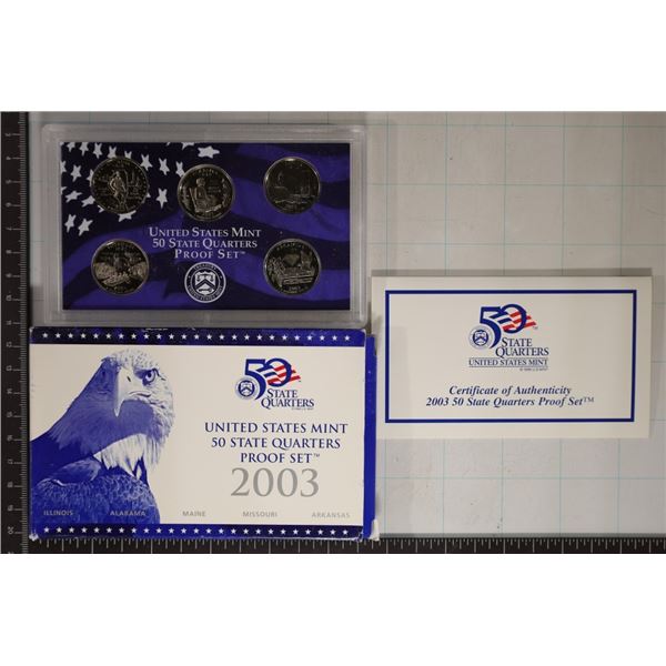2003 US 50 STATE QUARTERS PROOF SET WITH BOX