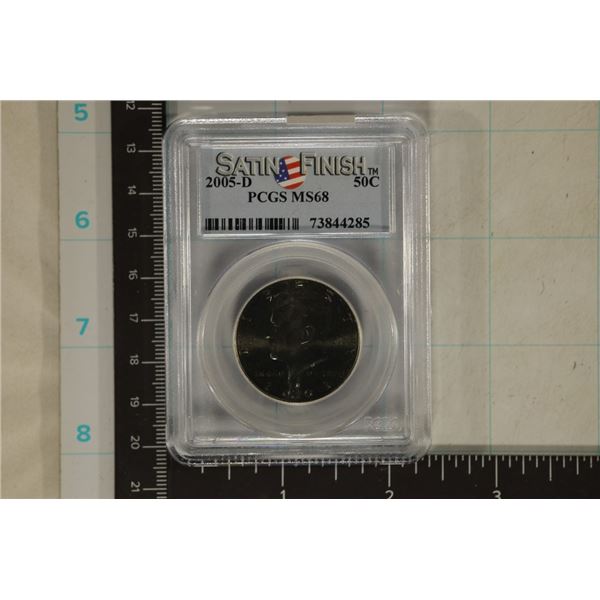 2005-D SATIN FINISH KENNEDY HALF DOLLAR PCGS MS68