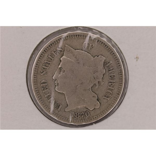 1870 US THREE CENT "NICKEL"