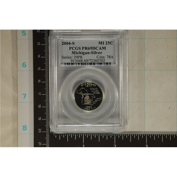 2004-S SILVER MICHIGAN QUARTER PCGS PR69 DCAM