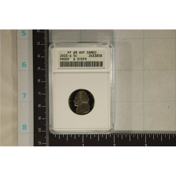 2003-S JEFFERSON NICKEL ANACS PF69 HVY CAMEO
