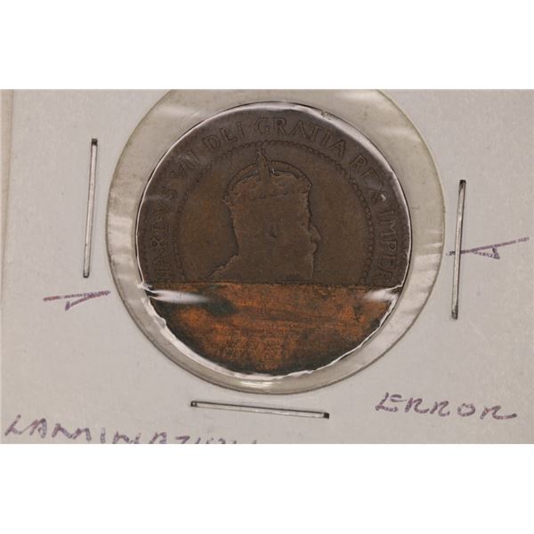 ERROR 1906 LAMINATION FLAW CANADA LARGE CENT