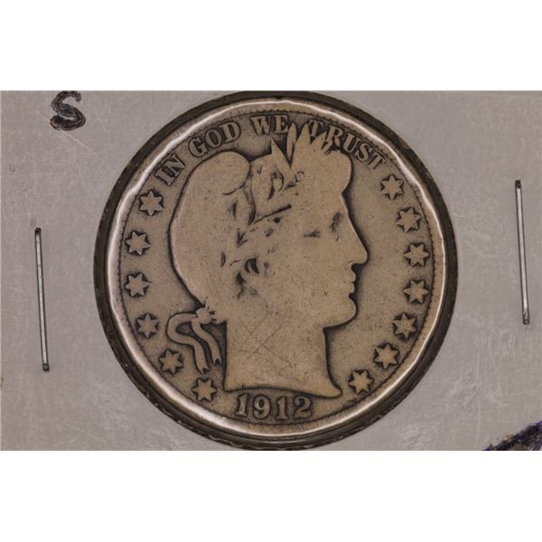 1912-S SILVER BARBER HALF DOLLAR VG SCRATCHED