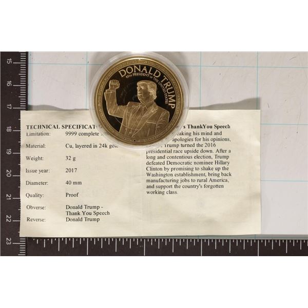 2017 24KT GOLD LAYERED DONALD TRUMP THANK YOU