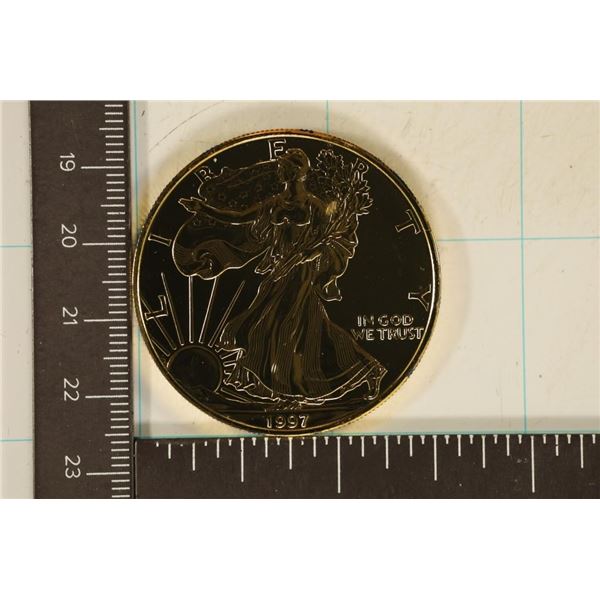 1997 GOLD PLATED AMERICAN SILVER EAGLE. UNC IN