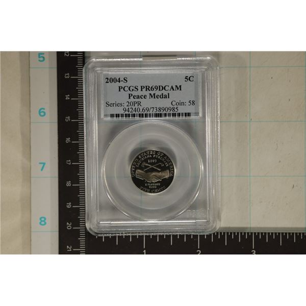 2004-S PEACE MEDAL NICKEL PCGS PR69 DCAM