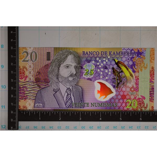 2013 BANK OF KAMBERRA 20 NUMISMAS POLYMER