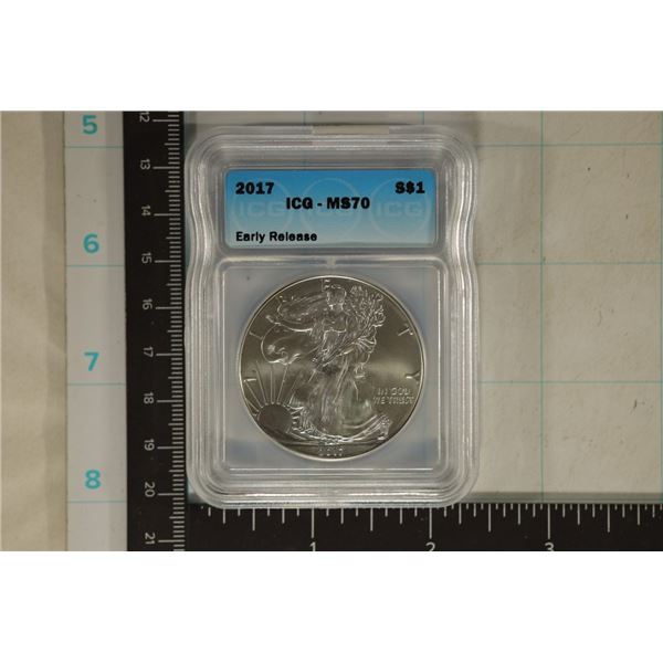 2017 AMERICAN SILVER EAGLE ICG MS70 ONE OZ. SILVER